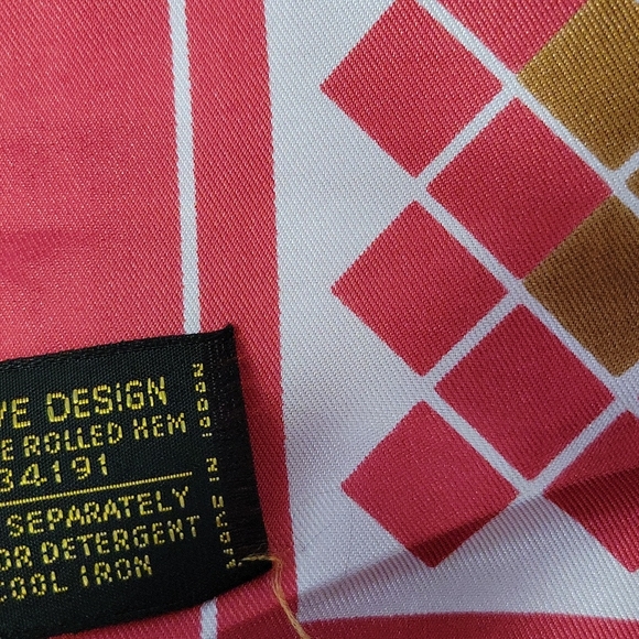 Vintage Red, Orange and Brown Geometric Scarf - Picture 6 of 7